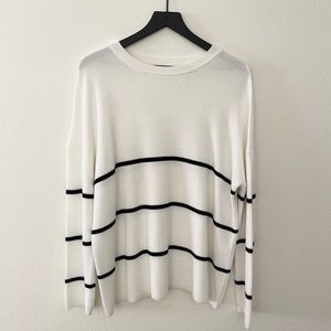 Oak and Fort White and Black Striped Sweater
